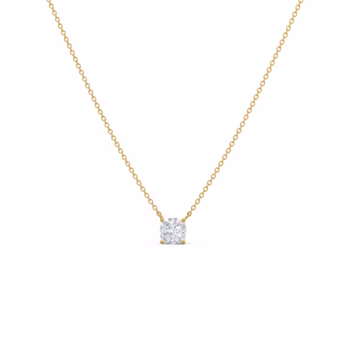 1.0 ct Synthetic Diamonds set in 14k Yellow Gold Floating Cushion Pendant