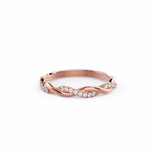 0.15 Carat Round Man Made Diamonds set in 14k Rose Gold Infnity Twisting Light Half Band (Main View)