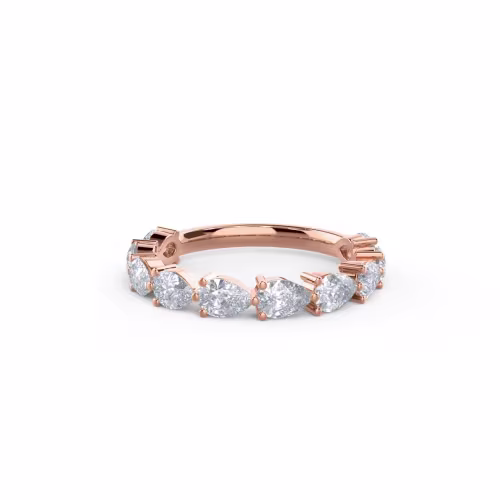 Exceptional Quality 1.5 Carat Lab Diamonds set in 14k Rose Gold Pear East-West Three Quarter Band (Main View)