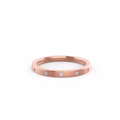 0.09 ct Round Brilliant Lab Diamonds Petite Flat Flush Set Three Quarter Band in 14 Karat Rose Gold (Main View)