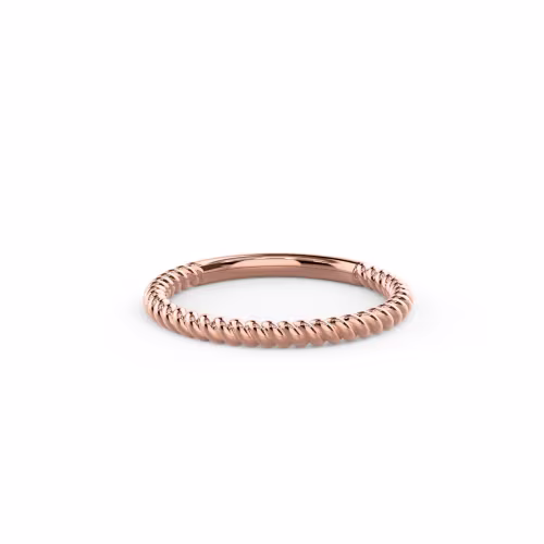 Plain Metal Lab Diamonds set in 14k Rose Gold Rope Three Quarter Band (Main View)