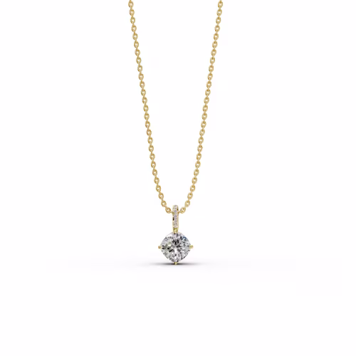 2.05 ctw Lab Created Diamonds set in 14k Yellow Gold 2.05ctw Cushion Cut Diamond Pendant with Pave Diamond Bail in 14k Yellow Gold