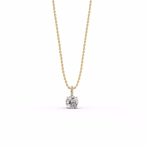 2.05 ctw Diamonds Classic Round Pendant with Pave Bail in 14k Yellow Gold (Main View)