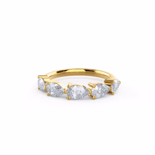 1.5 ct Lab Diamonds set in 14 Karat Yellow Gold Pear East-West Five Stone (Main View)