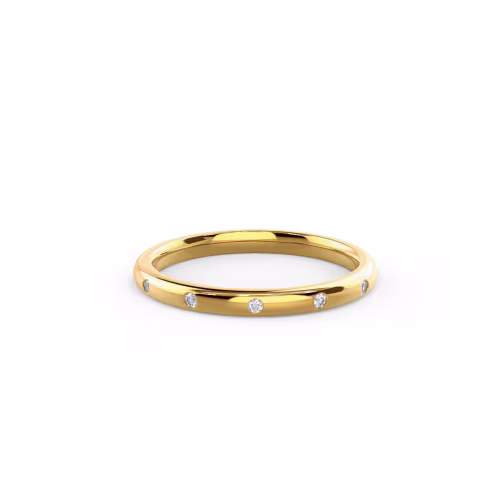 0.09 ctw Lab Diamonds set in 14k Yellow Gold Petite Rounded Flush Set Three Quarter Band (Main View)