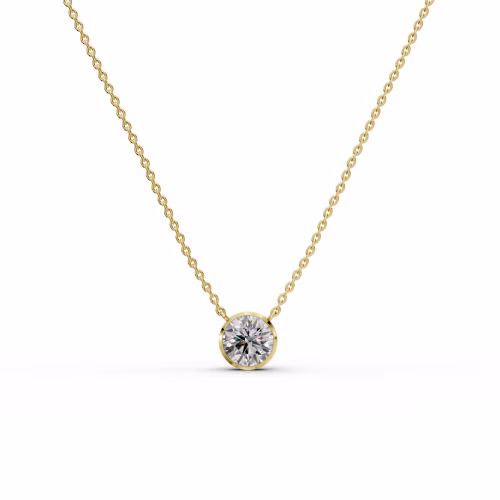 1.5 Carat Diamonds set in 14k Yellow Gold Round Floating Bezel Pendant (Main View)