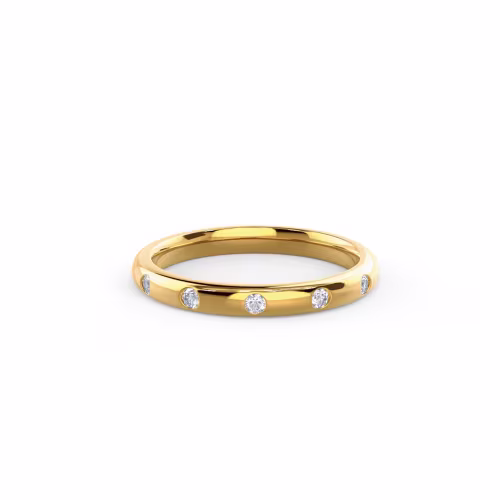 14k Yellow Gold Rounded Flush Set Three Quarter Band featuring 0.25 Carat Diamonds (Main View)