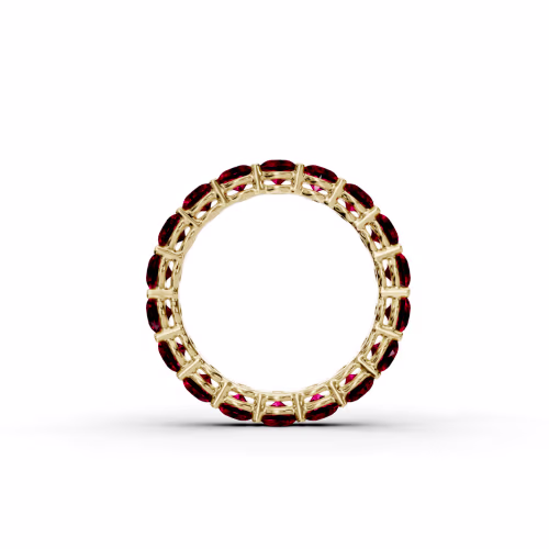 14 Karat Yellow Gold Ruby Prong Set Eternity Band(Profile View)