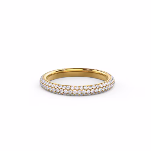 14 Karat Yellow Gold Three Sided Pavé Eternity Band featuring High Quality 0.8 ctw Round Lab Grown Diamonds (Main View)