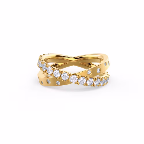 1.0 ct Round Brilliant Lab Grown Diamonds X Pavé and Channel Half Band in 14k Yellow Gold (Main View)
