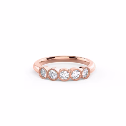 Rose Gold Bezel Five Stone featuring 0.7 ct Round Man Made Diamonds (Main View)
