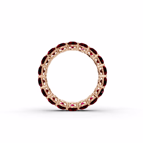 3ctw Round Ruby Prong Set Eternity Band in 14k Rose Gold (Profile View)