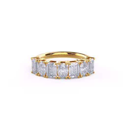 14k Yellow Gold Emerald and Oval Seven Stone featuring 2.5 Carat Lab Diamonds (Main View)