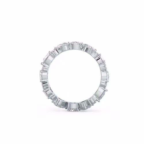 Hand Selected 3.25 ctw Lab Created Diamonds set in 18k White Gold Mary Eternity Band (Profile View)