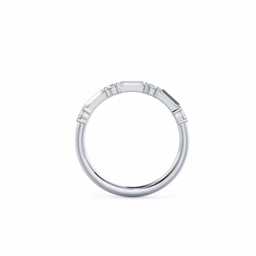 0.8 Carat Lab Diamonds set in 18 Karat White Gold Baguette and Round Seven Stone (Profile View)