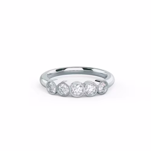 18k White Gold Bezel Five Stone featuring Exceptional Quality 0.7 ct Round Brilliant Diamonds (Main View)