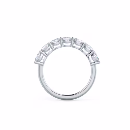 White Gold Cushion Seven Stone featuring 2.8 Carat Lab Diamonds (Profile View)