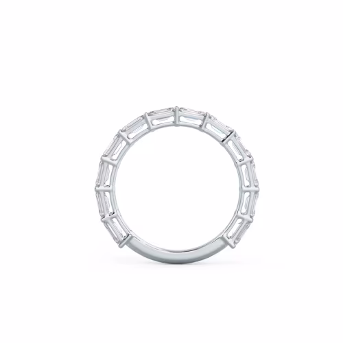 2.4 Carat Diamonds set in 18 Karat White Gold Emerald East-West Three Quarter Band (Profile View)