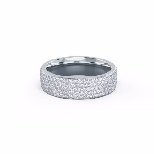 18k White Gold Five Row Pavé Half Band featuring 0.7 ctw Round Lab Diamonds (Main View)