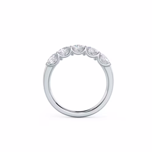 1.5 ctw Round Brilliant Diamonds set in 18kt White Gold French U Five Stone (Profile View)