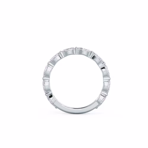 1.0 ctw Lab Diamonds set in 18k White Gold Marquise East-West Three Quarter Band (Profile View)