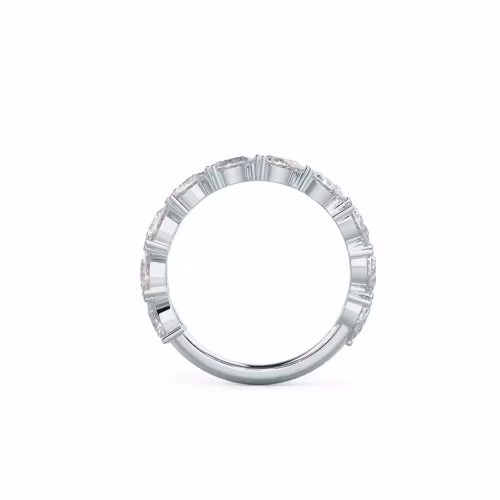 High Quality 1.5 ctw Diamonds set in 18 Karat White Gold Pear East-West Three Quarter Band (Profile View)