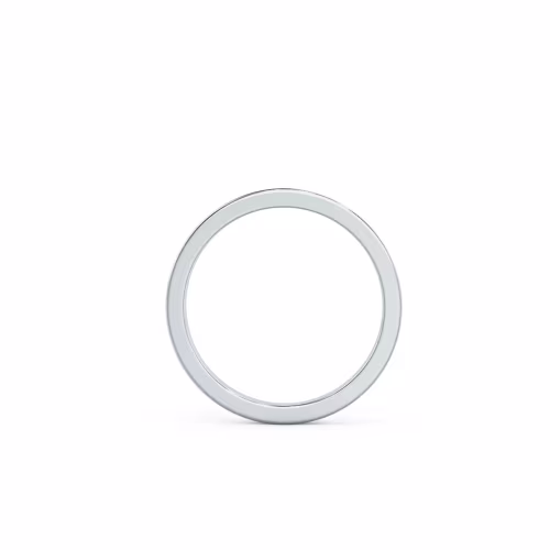 Plain Metal Lab Diamonds set in 18k White Gold Petite Flat Ring (Profile View)