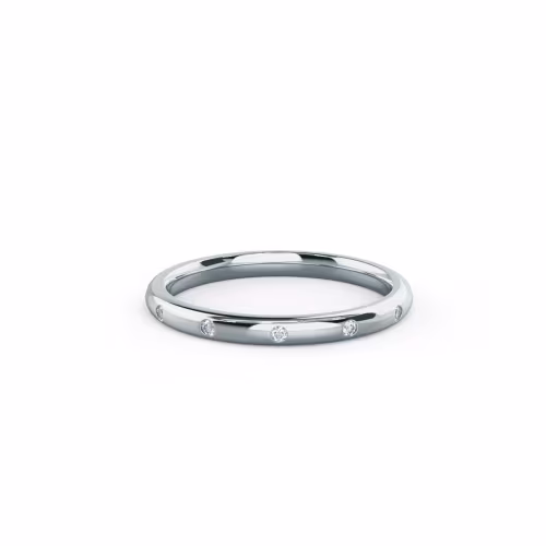 0.09 ct Lab Diamonds set in 18k White Gold Petite Rounded Flush Set Three Quarter Band (Main View)