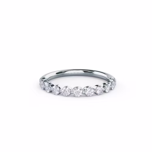 High Quality 0.55 ctw Round Lab Diamonds set in 18k White Gold Shared Prong Half Band (Main View)