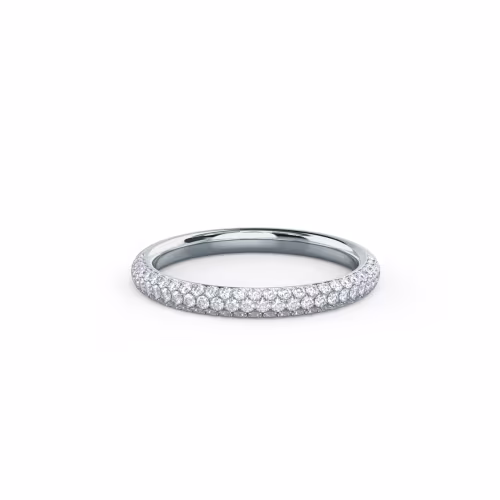 18k White Gold Three Sided Pavé Half Band featuring Hand Selected 0.4 Carat Round Diamonds (Main View)