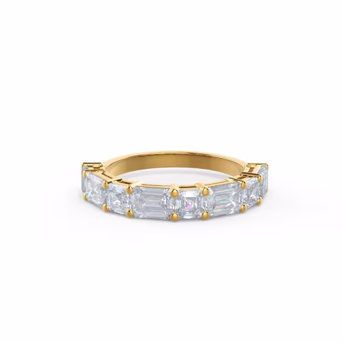 Exceptional Quality 2.4 ct Lab Created Diamonds set in 18kt Yellow Gold Emerald and Asscher East-West Half Band (Main View)