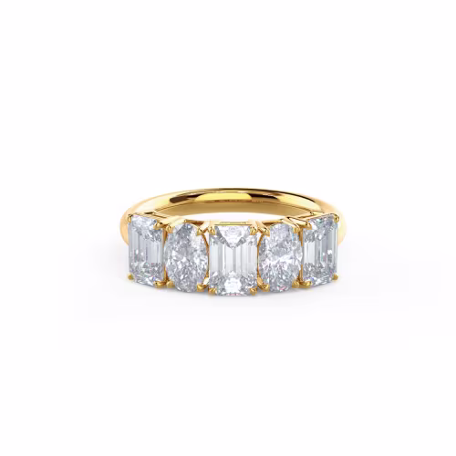 Exceptional Quality 3.1 ct Lab Diamonds Emerald and Oval Five Stone in 18k Yellow Gold (Main View)