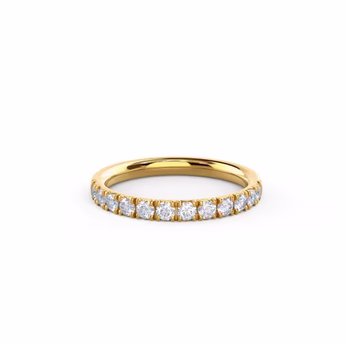 0.5 Carat Round Diamonds set in Yellow Gold French Pavé Diamond Half Band (Main View)