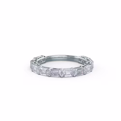 18kt White Gold Emerald East-West Three Quarter Band featuring 2.4 ctw Lab Created Diamonds (Main View)