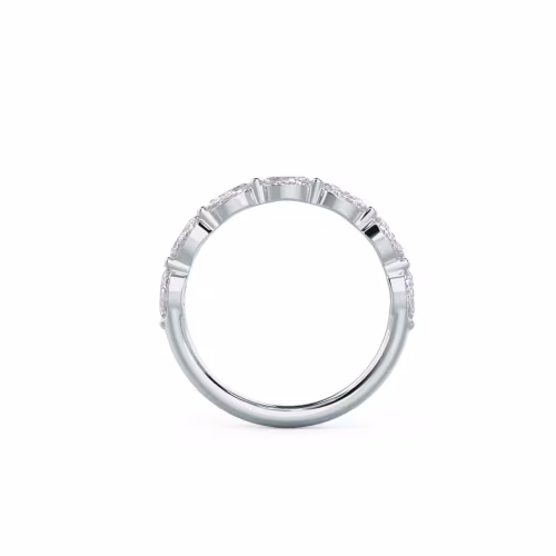 18k White Gold Marquise East-West Seven Stone featuring High Quality 0.7 Carat Man Made Diamonds (Profile View)