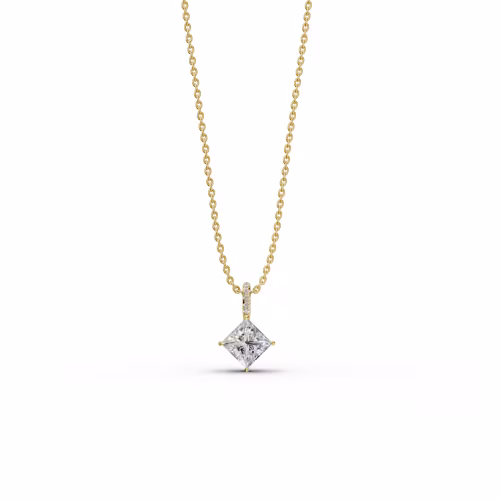 2.05 ctw Diamonds set in 14kt Yellow Gold 2.05ctw Princess Cut Diamond Pendant with Pave Diamond Bail in 14k Yellow Gold (Main View)