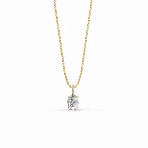 Exceptional Quality 2.05 ctw Lab Diamonds set in 14k Yellow Gold Classic Oval Pendant with Pave Bail (Main View)