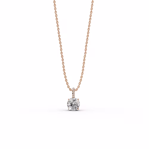 2.05 Carat Lab Diamonds set in 14k Rose Gold Classic Round Pendant with Pave Bail (Main View)
