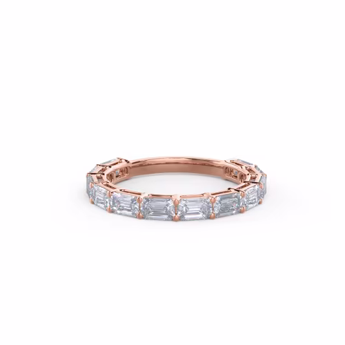 2.4 Carat Lab Diamonds Emerald East-West Three Quarter Band in 14k Rose Gold (Main View)