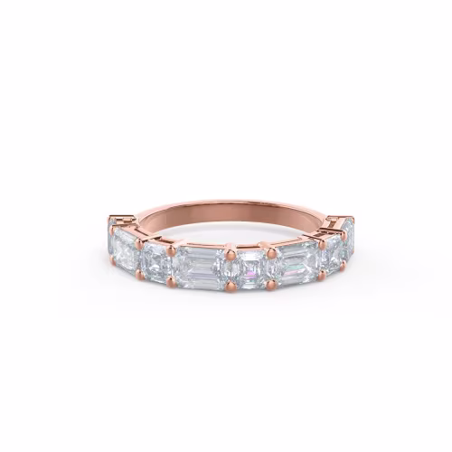 14 Karat Rose Gold Emerald and Asscher East-West Half Band featuring 2.4 ct Man Made Diamonds (Main View)