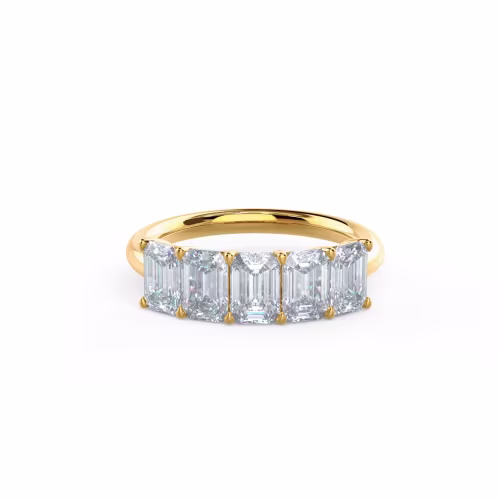 2.5 Carat Lab Diamonds Emerald Five Stone in 14k Yellow Gold (Main View)