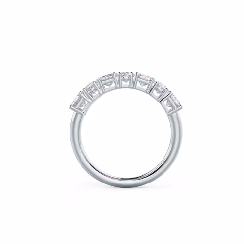 2.5 ct Diamonds Emerald and Oval Seven Stone in 18k White Gold (Profile View)