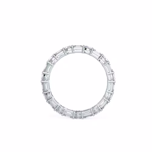 18k White Gold Emerald and Round East-West Eternity Band featuring Exceptional Quality 2.5 Carat Created Diamonds (Profile View)