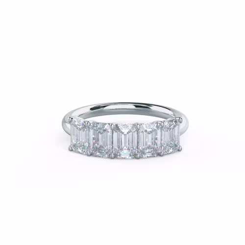 18k White Gold Emerald Five Stone featuring 2.5 ct Lab Diamonds (Main View)