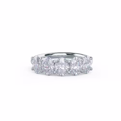 18k White Gold Oval Basket Five Stone featuring 2.5 ct Lab Diamonds (Main View)
