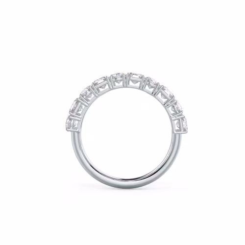 Hand Selected 2.5 ctw Lab Diamonds Emerald and Oval Half Band in 18k White Gold (Profile View)