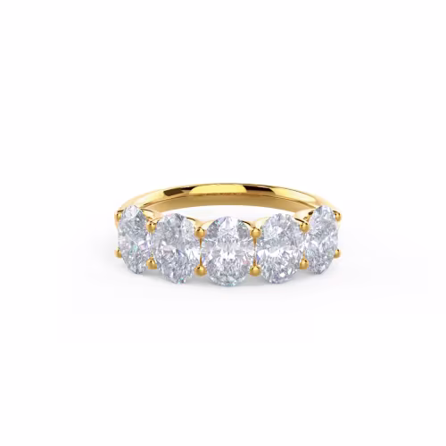 14kt Yellow Gold Oval Diamond French U Five Stone Band featuring 2.5 ct Diamonds (Main View)