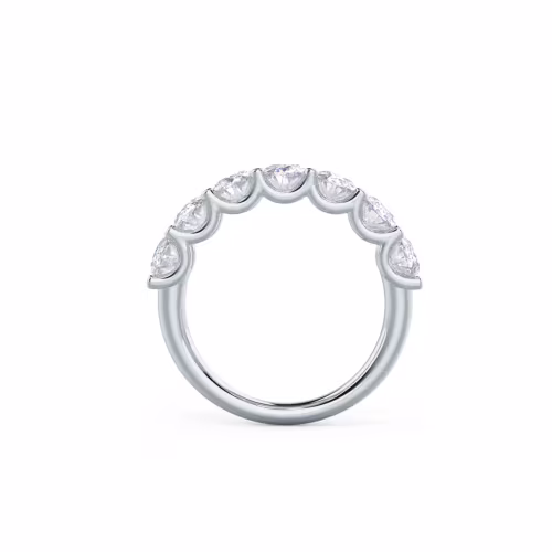 18k White Gold Oval French U Seven Stone featuring 2.8 ctw Diamonds (Profile View)