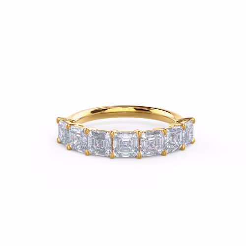 18k Yellow Gold Asscher Seven Stone featuring 2.8 Carat Diamonds (Main View)