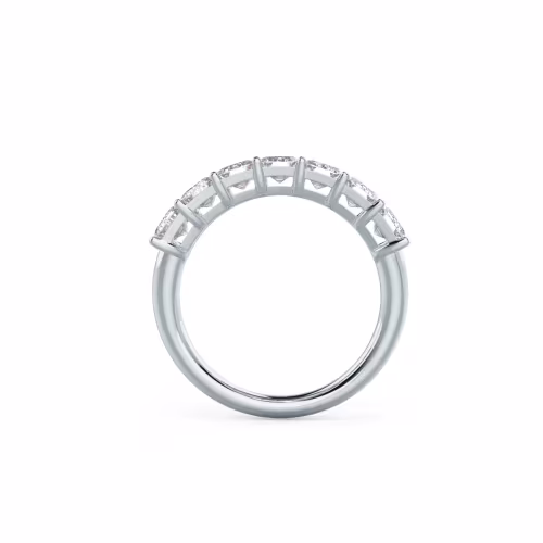 18k White Gold Emerald Seven Stone featuring 2.8 Carat Diamonds (Profile View)